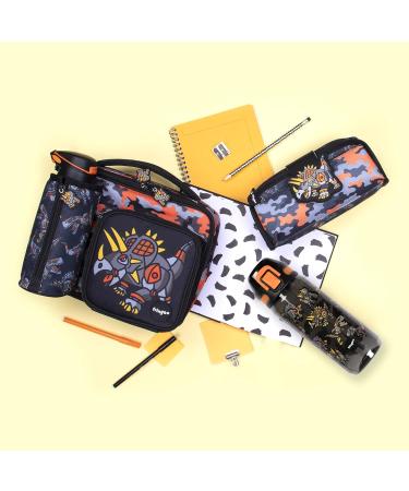 Fringoo Dinosaur Robot Kids Water Bottle with Straw - BPA Free - 600ml Reusable Black Straw Water Bottle for Kids - Buy Online on GoSupps.com