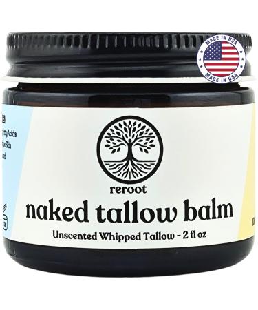 Beef Tallow Balm for Skin | NAKED TALLOW BALM | 1 Ingredient - 100% Grass Fed Grass Finished Tallow | Whole Body & Face Moisturizer | Whipped | Dry Skin Eczema Rosacea (2oz) Unscented 2 Fl Oz (Pack of 1)