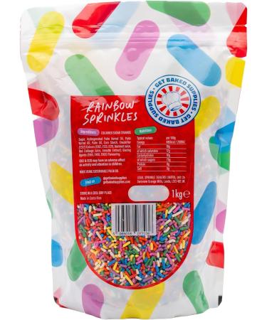 GET BAKED Rainbow Sprinkles | Genuine American Sprinkles | 1kg | Vegan & Gluten Free | Bake-stable | Funfetti Confetti Cake Sprinkles | Edible Cake Decoration 1000 Grams - Buy Online on GoSupps.com