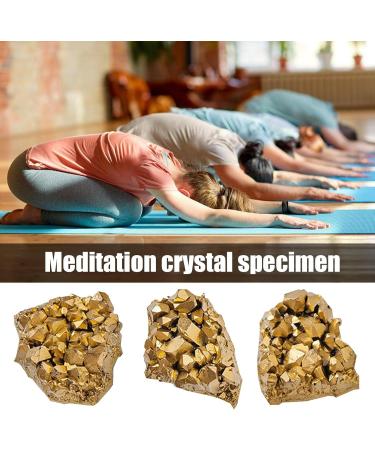 Crystal Cluster | Stone Electroplated Golden Crystal | Mineral Specimen Natural Gemstone Ornament for Collection Meditation Home Decor Crafts - Buy Online on GoSupps.com