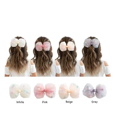 Summer Crystal Tulle Bow Girl Alligator Hair Clips - 2Pcs BW Pompons - Buy Online on GoSupps.com