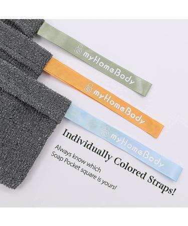 myHomeBody Soap Pocket Squares Exfoliating Soap Saver Pouch - 3 Pack + 2 Soap Lifting Pads | Body Scrubber Sponge for Bath/Shower | Graphite Gray - Buy Online on GoSupps.com