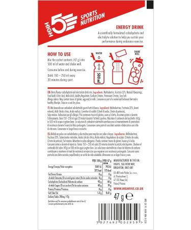 HIGH5 Energy Hydration Drink Refreshing Mix of Carbohydrates and Electrolytes (Berry 12 x 47g) Berry 12 x 47 g - Buy Online on GoSupps.com