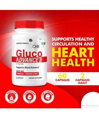 Gluco Advance Original Gluco Advanced Formula with Natural Ingredients to Support Energy Healthy Circulation Stable & Balanced Levels Easy-to-Take GlucoAdvance Pills (60 Capsules) - Buy Online on GoSupps.com