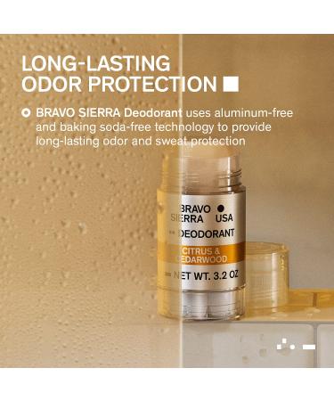 Bravo Sierra Aluminum-Free Natural Deodorant for Men 2-Pack - Citrus & Cedarwood - 3.2 oz - Paraben-Free, Baking Soda Free - Vegan & Cruelty-Free - Buy Online on GoSupps.com