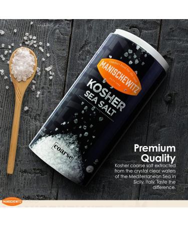 Manischewitz Premium Kosher Salt - Coarse Sea Salt from Pure Mediterranean Sea Salt 454g (Pack of 2) - Refill for Salt Grinder in Easy Pour Canister - Product of Italy - Buy Online on GoSupps.com