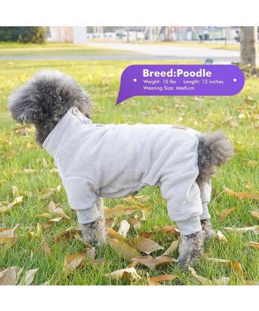 Cyeollo Grey Fleece Dog Pajamas | Thermal Dog Onesie for Small Dogs (M) | Stretchy Jumpsuit for Doggie Warmth - Buy Online on GoSupps.com