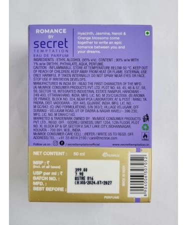 Secret Temptation Romance Eau De Parfum for Women 50ml | Premium Long Lasting Perfume | Luxury Everyday Wear Fragrance - Buy Online on GoSupps.com