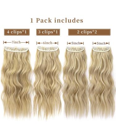 Blonde Hair Extensions Long Wavy 20inch 4pcs Clip in Synthetic Hair Extensions for Women Double Weft.(Ombre Ash Brown to Bleach Blonde) 8ah613# - Buy Online on GoSupps.com