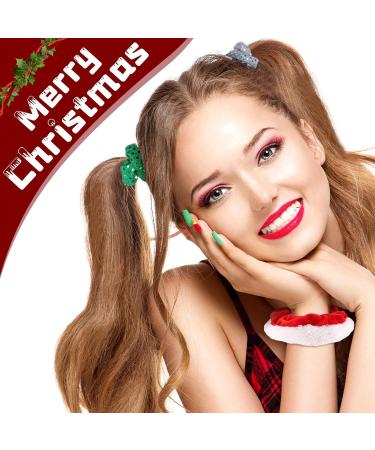8 Pieces Large Size Christmas Hair Scrunchies Cute Elastics Scrunchies Glittery Sequin Green Silver Hair Bands Red Fabric Hair Accessories with White Fur for Hair Decoration - Buy Online on GoSupps.com