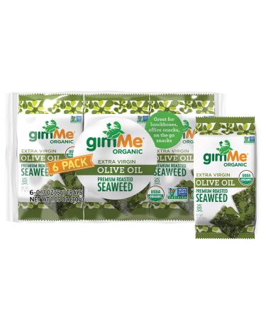 gimMe Organic Roasted Seaweed Sheets Extra Virgin Olive Oil Keto Vegan Gluten Free Great Source of Iodine and Omega 3’s Healthy OnTheGo Snack for Kids Adults, 6 Count *New Extra Virgin Olive Oil *New 6 Count Trial Size