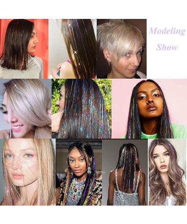 Shop Cybelleza 20 Inch Colored Hair Extensions - Glitter Strands for Festivals | 10 Vibrant Colors | Synthetic Hair Accessories for Women - Buy Online on GoSupps.com