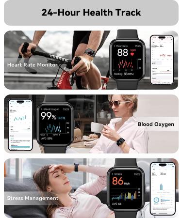 Alexa Built-in Smart Watch for Men Women | Fitness Tracker with Heart Rate Monitor, SpO2, Sleep Monitor | IP68 Waterproof Activity Tracker | Compatible with iPhone Android - 1.7 Black - Buy Online on GoSupps.com