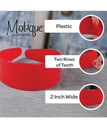 Red 2 Inch Hard Plastic Headband with Teeth Women and Girls wide Hair band (Motique Accessories) by Motique Accessories - Buy Online on GoSupps.com