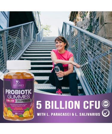 Nature's Nutrition Daily Probiotic Gummies - Extra Strength 5 Billion CFU for Digestive Health & Immune Support - 60 Gummies, Natural Orange Flavor - Gluten Free & Non-GMO - Buy Online on GoSupps.com