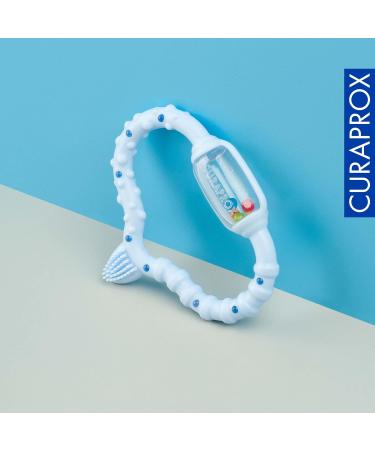 Curaprox Blue Baby Bite Ring with Rattle & Learning Toothbrush - BPA-Free - 1 Piece - Buy Online on GoSupps.com