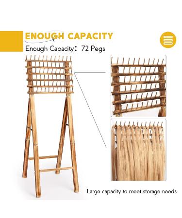 Winartton 72 Pegs Wooden Hair Braiding Stand Rack - Foldable Hair Holder for Extensions - Time-Saving Stylist Hair Divider Hanger - Buy Online on GoSupps.com