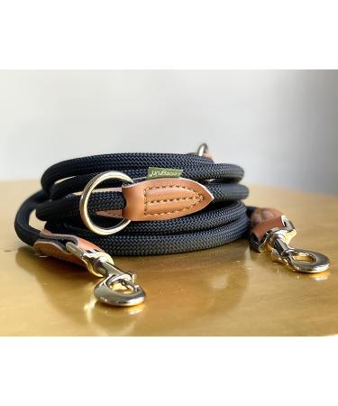 Leitengr n Adjustable Dog Leash for Small Dogs | 3M Length 0.8cm Width Lightweight (200g) with 2 Carabiners | Devon Model - Black - Buy Online on GoSupps.com