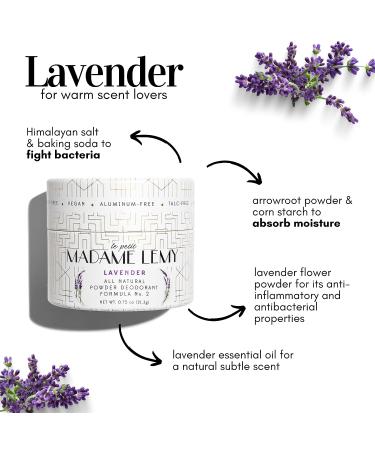 Madame Lemy Lavender Travel Size Body Powder Deodorant for Women - Natural & Aluminum Free Mini Deodorant - Buy Online on GoSupps.com