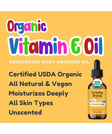 Organic Vitamin E Oil - Nourishing Baby Massage Oil for Dry Skin | Fragrance Free & All Natural | Lightweight Unscented Blend | 1 fl oz Glass Bottle with Dropper - Buy Online on GoSupps.com