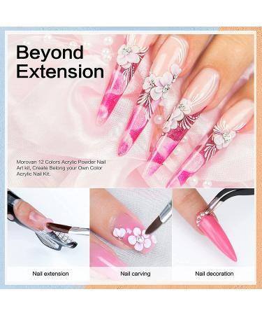 Morovan Acrylic Powder Set - 12 Colors for Nail Extension and Carving - Buy Online on GoSupps.com
