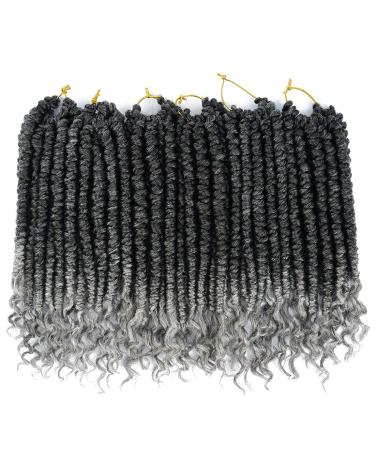 Fayasu spring Senegalese Twist Crochet Braids Curl End 12 inch Synthetic Twist Braiding Hair For Black Women pro looped hair extensions 6 packs T1B/GREY 12 Inch (Pack of 6) T1B/Grey