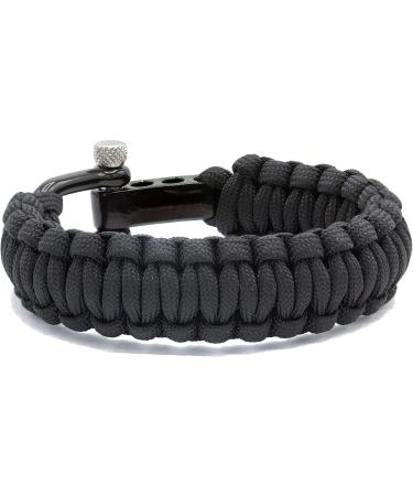 Wolflock Premium Black Paracord Bracelet for Men Hand-Braided with Stainless Steel Clasp | International Shipping - Buy Online on GoSupps.com