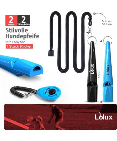 LIOLUX Dog Whistles (2 Pack) with Clicker & Lanyard - Professional Dog Training Whistles - Loud & Clear R tter Refraction (Blue/Black) - Buy Online on GoSupps.com