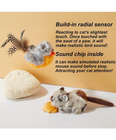 Vealind Interactive Cat Toy 2 Pack - Electronic Bird & Mouse with Sound | Ideal for Cats | Best Quality Pet Toys - Buy Online on GoSupps.com