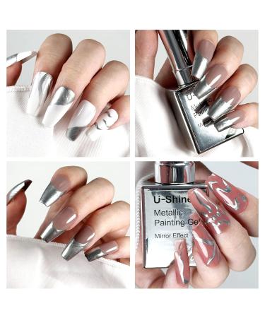Buy Silver Metallic Gel Nail Polish - 15ml Mirror Finish 3D Drawing UV/LED Soak Off for DIY Nail Art - International Shipping Available - Buy Online on GoSupps.com