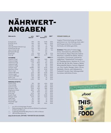 Yfood Vegan Vanilla Powder | Delicious On-the-Go Meal | 26g Protein 17 Meals 26 Vitamins & Minerals | 1.5kg Bag - Buy Online on GoSupps.com