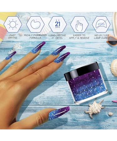 28g Blue & Purple Glitter Color Change Dip Powder Nails - Long-lasting No UV Light Needed (W-No.5) | International Shipping - Buy Online on GoSupps.com