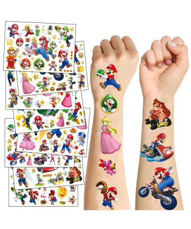 8 Sheets Mario Temporary Tattoos Stickers - Kids Waterproof Tattoo Stickers for Mario Theme Birthday Party Favors - Buy Online on GoSupps.com