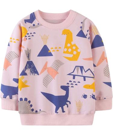 Girls Cotton Dinosaur Sweatshirt | Long Sleeve Pullover for Kids 2-3 Years | Toddler Casual Jumper T-Shirt | Age 1-12 Years - Buy Online on GoSupps.com