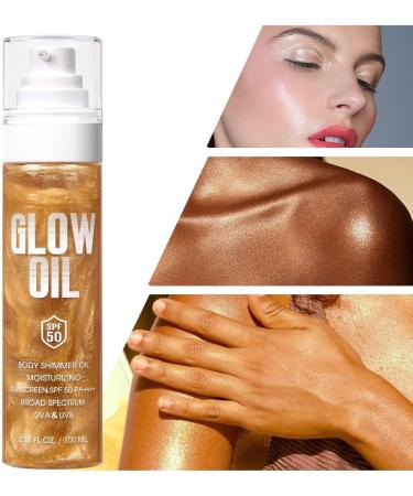  Mimoqk Body Glow Oil Sunscreen Body Solution Natural Skin Brightening Moisturizing Lotion with Spf50 Protection Lightweight Radiant Tanning Lubricant for Travel Beach Picnic Camping - Buy Online on GoSupps.com