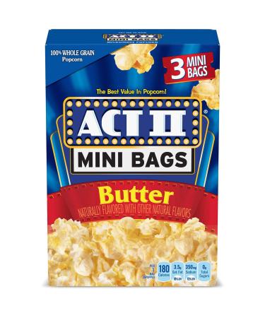 ACT II Butter Microwave Popcorn, 3-Count, 1.6-oz. Mini Bags (Pack of 12) 1.58 Ounce (Pack of 36)
