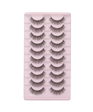 wiwoseo False Eyelashes Natural Wispy Fluffy Russian Strip Lashes 3D Effect 14MM Cat Eye Lashes 10 Pairs