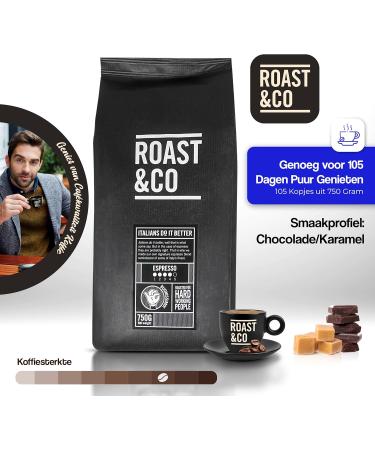 Verdi coffee group Roast & Co Coffee Beans 750g Authentic Italian Espresso Dark Branding Dark Chocolate & Caramel 100 Arabica Caramel Chocolate 750g - Buy Online on GoSupps.com