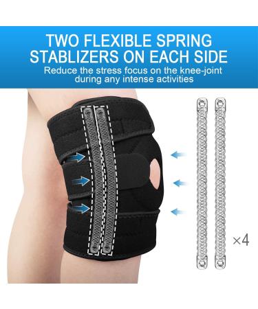 AVIDDA Open-Patella Knee Support Brace for Joint Pain Relief - Adjustable with 3 Straps - Size XS-M (12.5-18.5) - Black - Buy Online on GoSupps.com