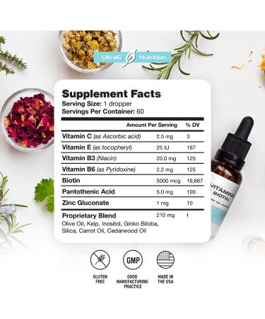 Biotin Liquid with Hair Vitamins for Hair, Skin, Nails, and Immunity Support - Buy Online on GoSupps.com