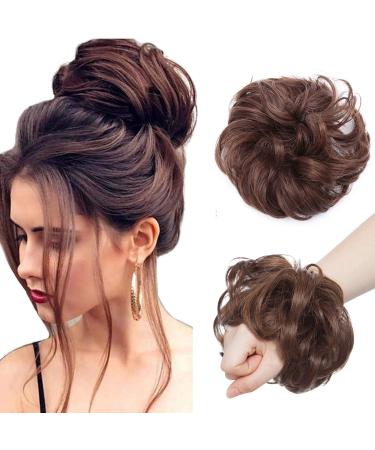 Silk-Co hair part with rubber band dutt with hair wavy soft dutt hair part with rubber band 35 g lured hair thickening hair extensions messy bun updos medium brown & red-brown lured 35 g medium brown & red-brown