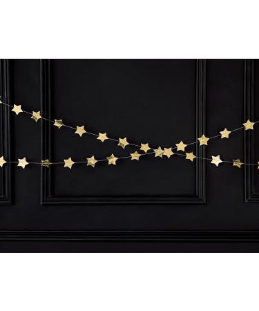 PartyDeco Garland with gold stars golden stars pendant golden mirror foil dimensions: 3.6 m Christmas New Year's Eve wedding birthday decoration background curtain - Buy Online on GoSupps.com