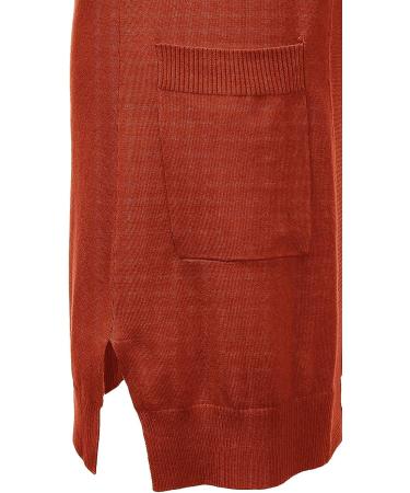 MAYSIX APPAREL Long Sleeve Open Front Cardigan with Pocket for Women - Rust (S-3XL) - Buy Online on GoSupps.com