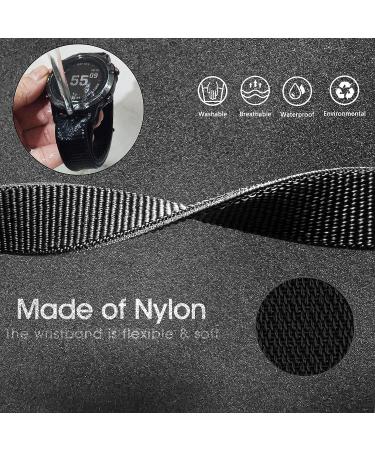 Abanen Hook and Loop Quick Dry Watch Band 22mm for Garmin Fenix 6/Fenix 5/7/EPIX 2 - Black Green Woven Nylon Sport Strap - Buy Online on GoSupps.com