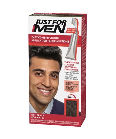 Just For Men Easy Comb-In Color Mens Hair Dye  Easy No Mix Application with Comb Applicator - Rich Black  A-65  Pack of 1 Pack of 1 Rich Black A-65
