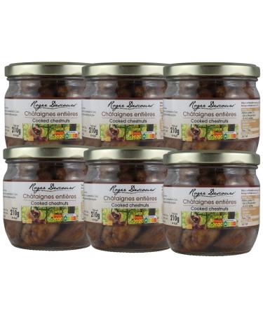 Pack of 6 cooked chestnuts - sweet chestnuts 6 x 210 grams in a glass jar peeled