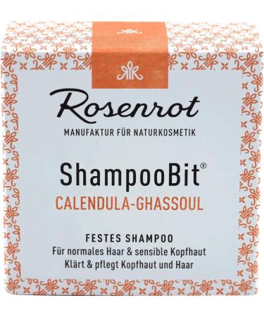 Rosenrot Naturkosmetik - Shampoo Bit - Solid Shampoo Calendula-Ghassoul - 55g - For Normal Hair & Sensitive Scalp - Clears & Nourishes Scalp and Hair - Certified Natural Cosmetics - Buy Online on GoSupps.com