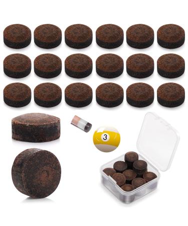 Grevosea 20 Pieces Billiard Pool Cue Tips, 13mm Pool Stick Tips Pool Cue Tips Replacement Kit for Pool Cues and Snooker Leather Brown