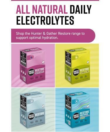 Hunter & Gather Restore Electrolytes Sachet de 30 sachets de poudre de baies M lange de baies Sans sucre Hydratation 100 % naturelle Rapport min ral optimal I Keto I Formul scientifiquement - Buy Online on GoSupps.com
