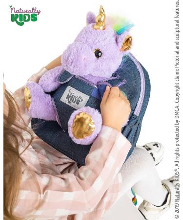 Naturally KIDS Small Unicorn Backpack for 3-4 Year Old Girls - Purple Toddler Backpack with Stuffed Animal - Perfect Gift for Girls - Includes Pockets & Reflective Logo - Buy Online on GoSupps.com